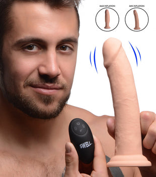7X Inflatable and Vibrating Remote Control Silicone Dildo