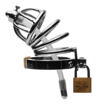 Steel Chastity Cage with Urethral Insert Image 1