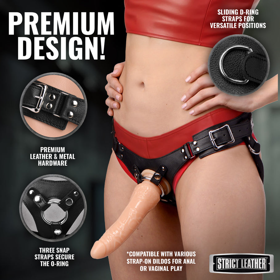 Leather Corset-Back Strap-On Harness