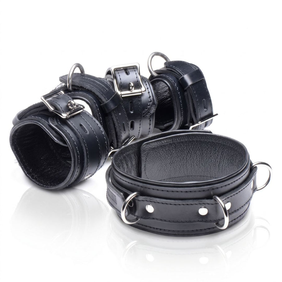 Black Premium Leather Bondage Set