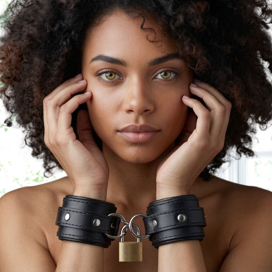 Black Premium Leather Bondage Set