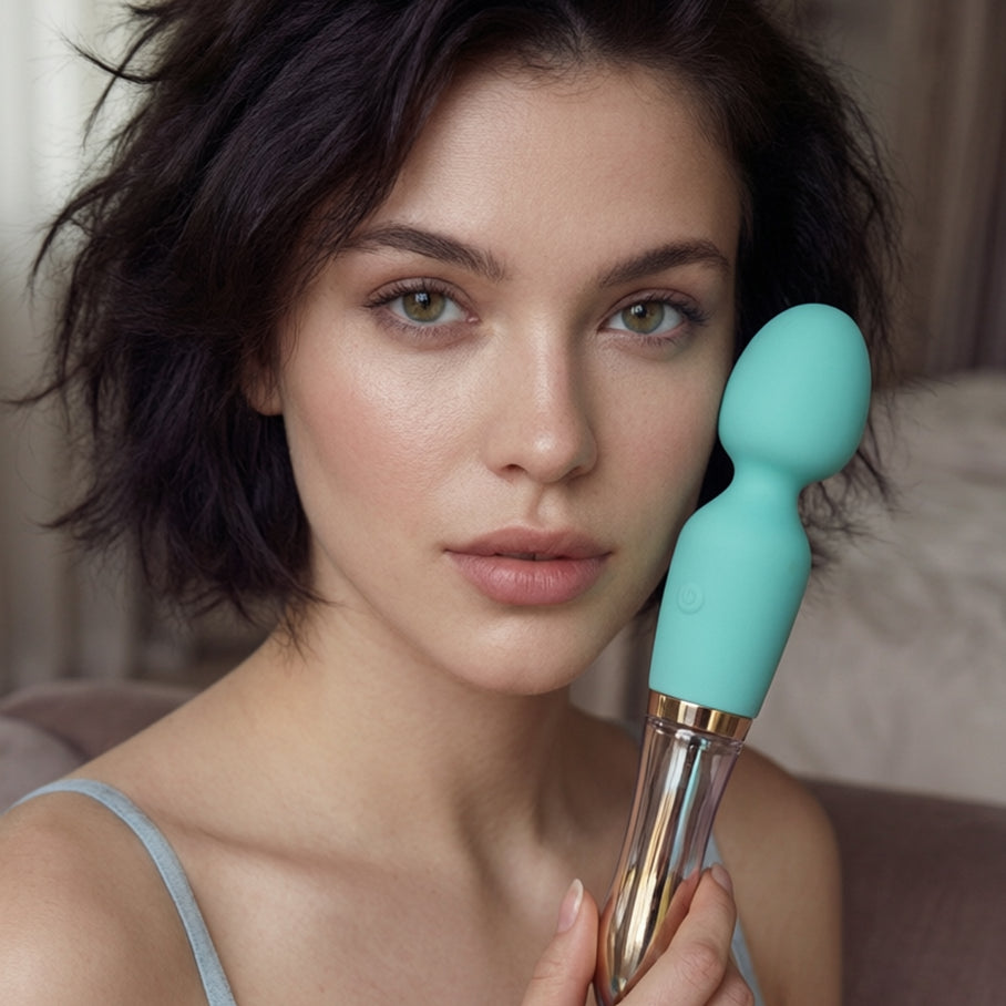 10X Turquoise Dual Ended Silicone and Glass Wand