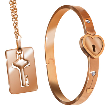 Cuffed Locking Bracelet and Key Necklace 1