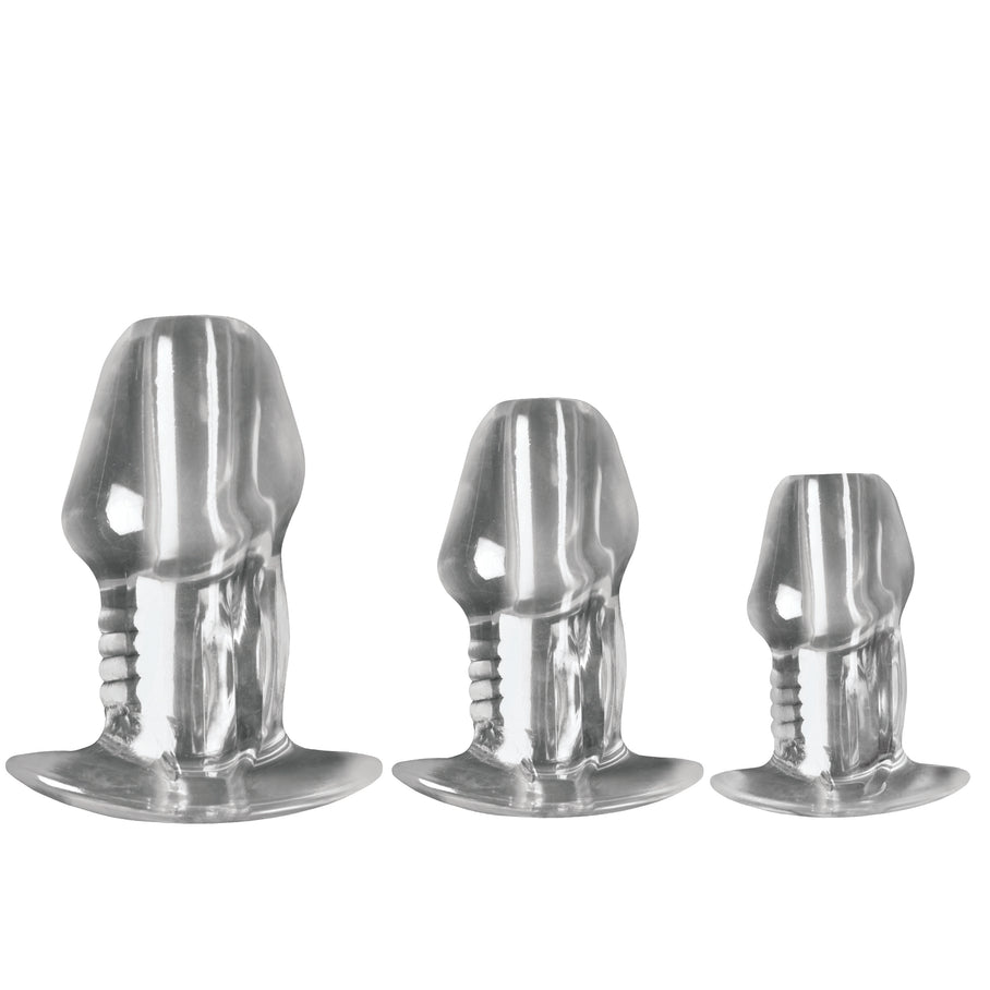 Dicked Clear Hollow Anal Plug 3pc Set