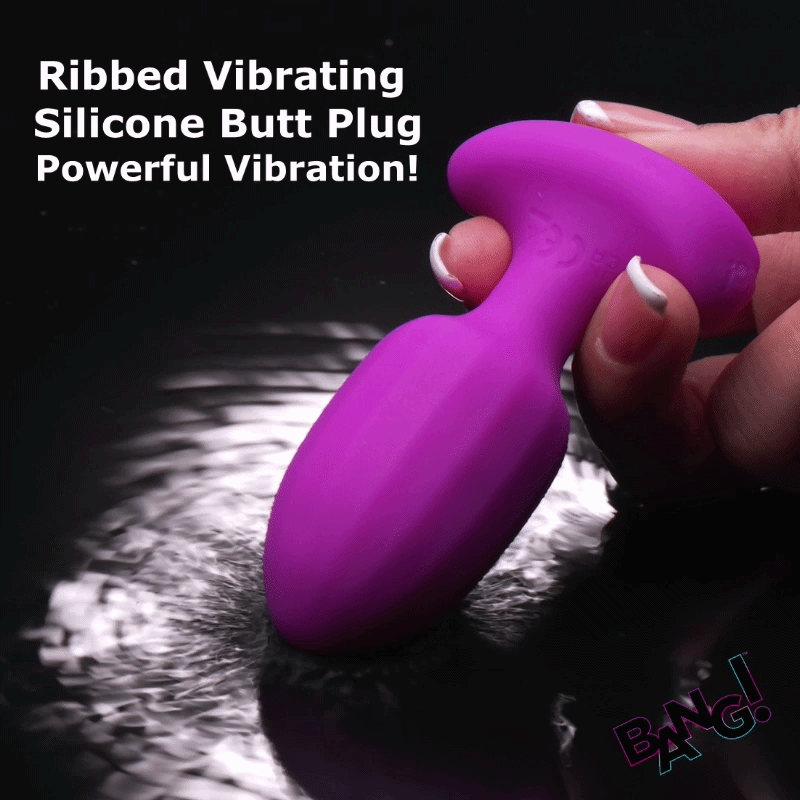 Ribbed Vibrating Silicone Butt Plug