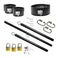 Complete Dominion couples bondage set with spreader bar collar wrist cuffs
carabiners and lock sets
