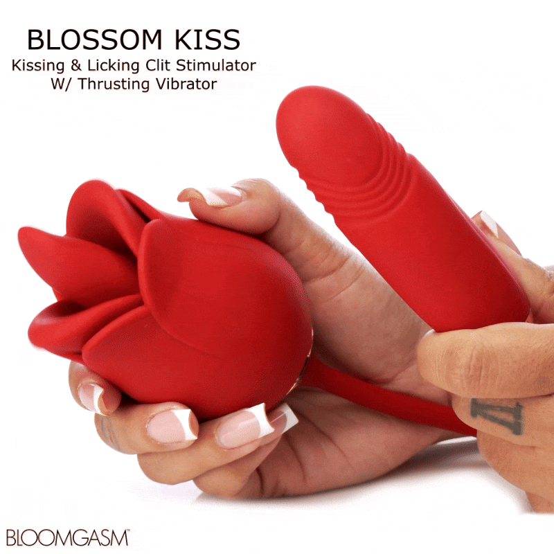 Blossom Kiss Kissing + Licking Clit Stimulator w/ Thrusting Vibrator