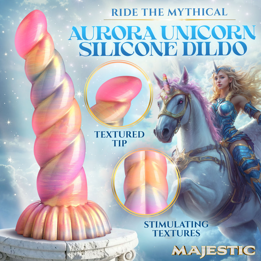 buy Aurora Unicorn Creature Cocks body-safe silicone fantasy dildo pastel multi-color
