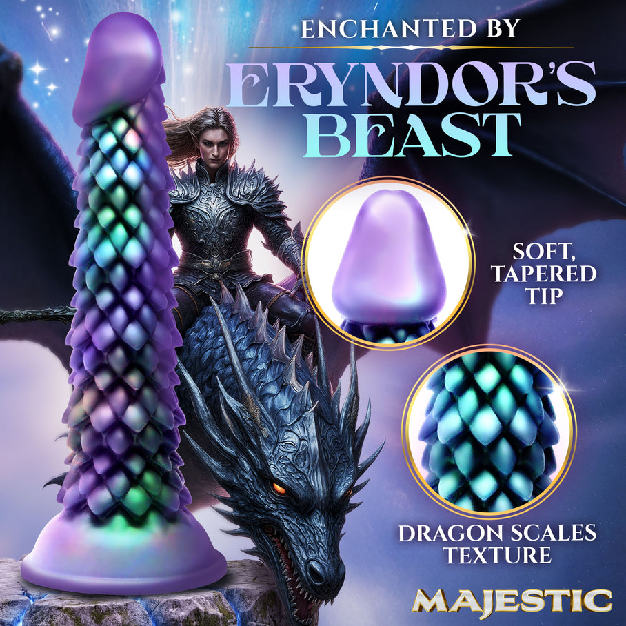 fantasy dragon dildo body-safe iridescent scale texture 8.1 insertable couples