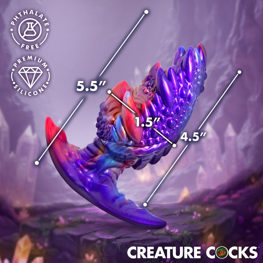 VOLKRON fantasy anal plug showing comfortable tapered tip to generous 2.6
inch wide stretch