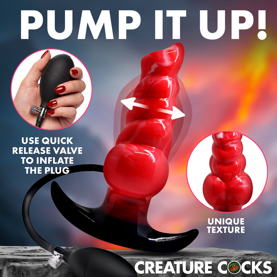 inflatable creature anal plug adjustable girth ergonomic base body-safe