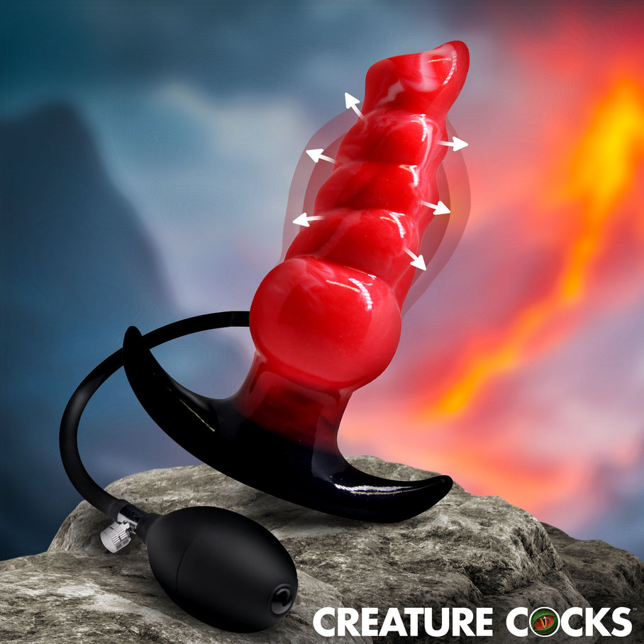 Creature Cocks Blaze inflatable silicone anal plug adjustable girth body-safe red
