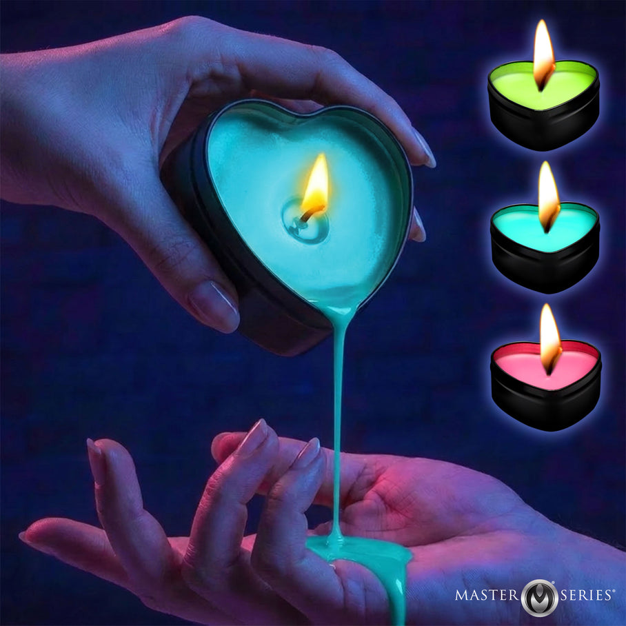 Burning Heart Blacklight Reactive Heart Drip Candle (Set of 3)