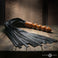 Leather flogger with wooden anal handle dual purpose BDSM couples tool