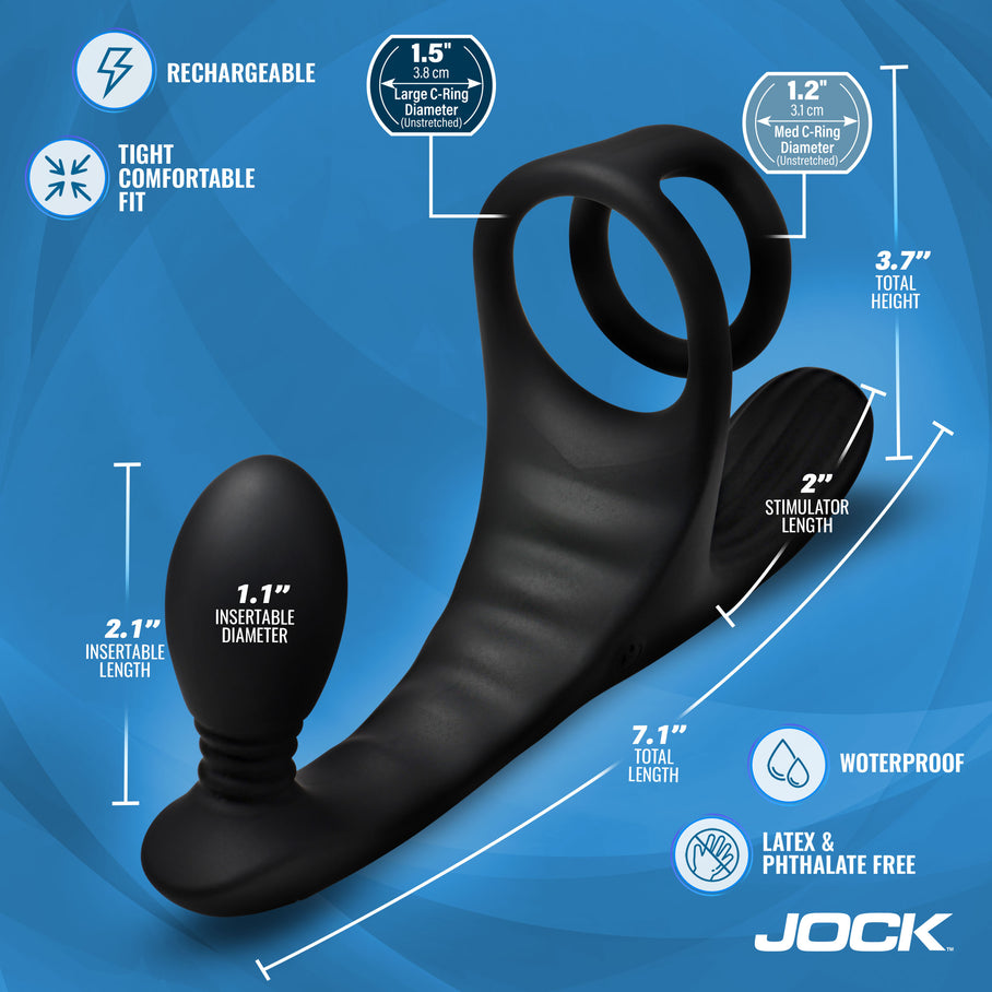 Silicone solo play harness cock ring ball ring vibrating plug remote