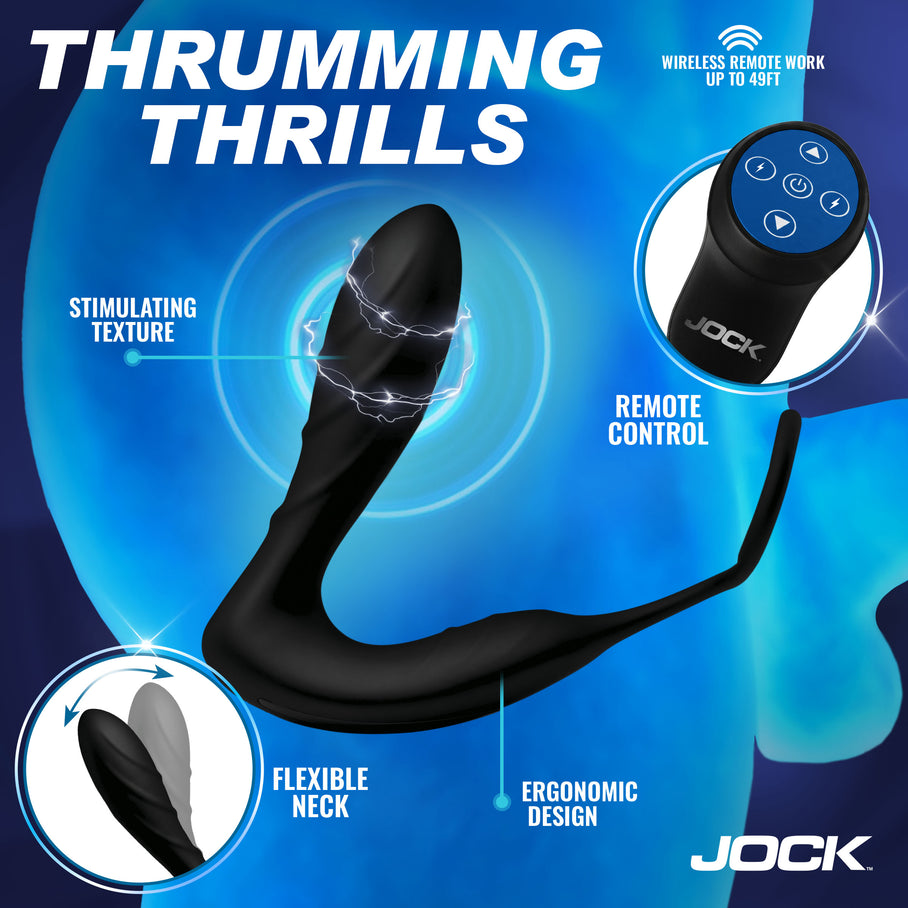 Jock Curve Toys body-safe ribbed plug c-ring 16 settings 49 ft remote