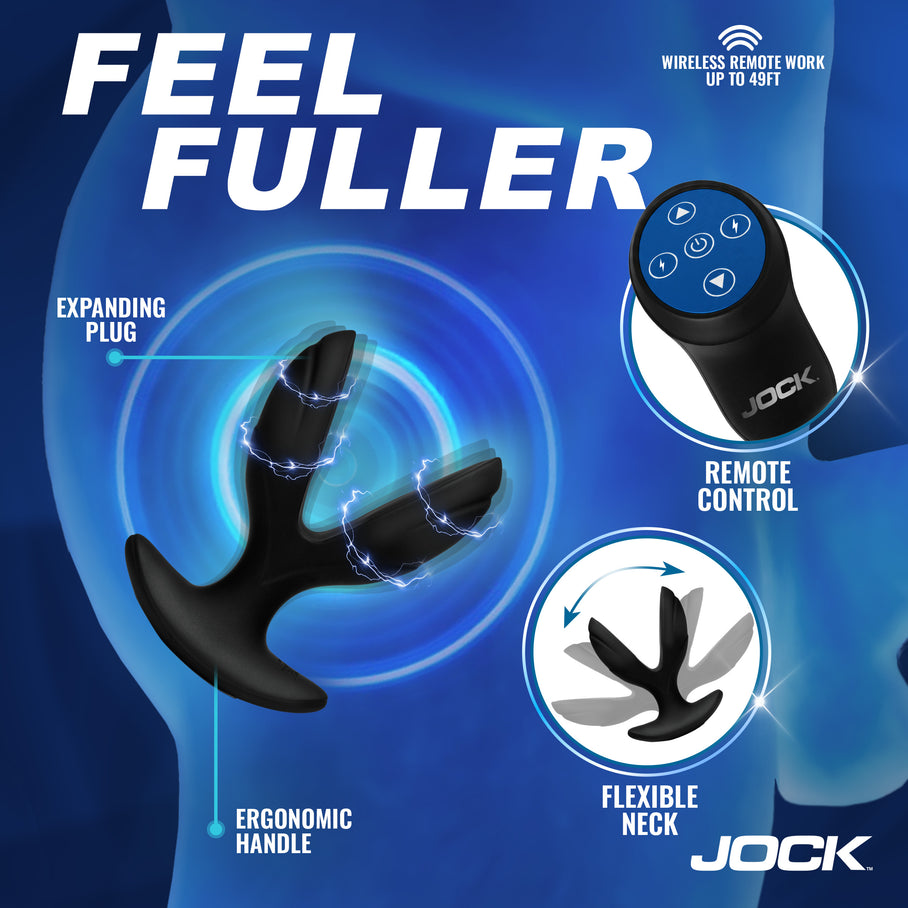 Jock Curve Toys body-safe e-stim plug 16 settings flexible expanding neck