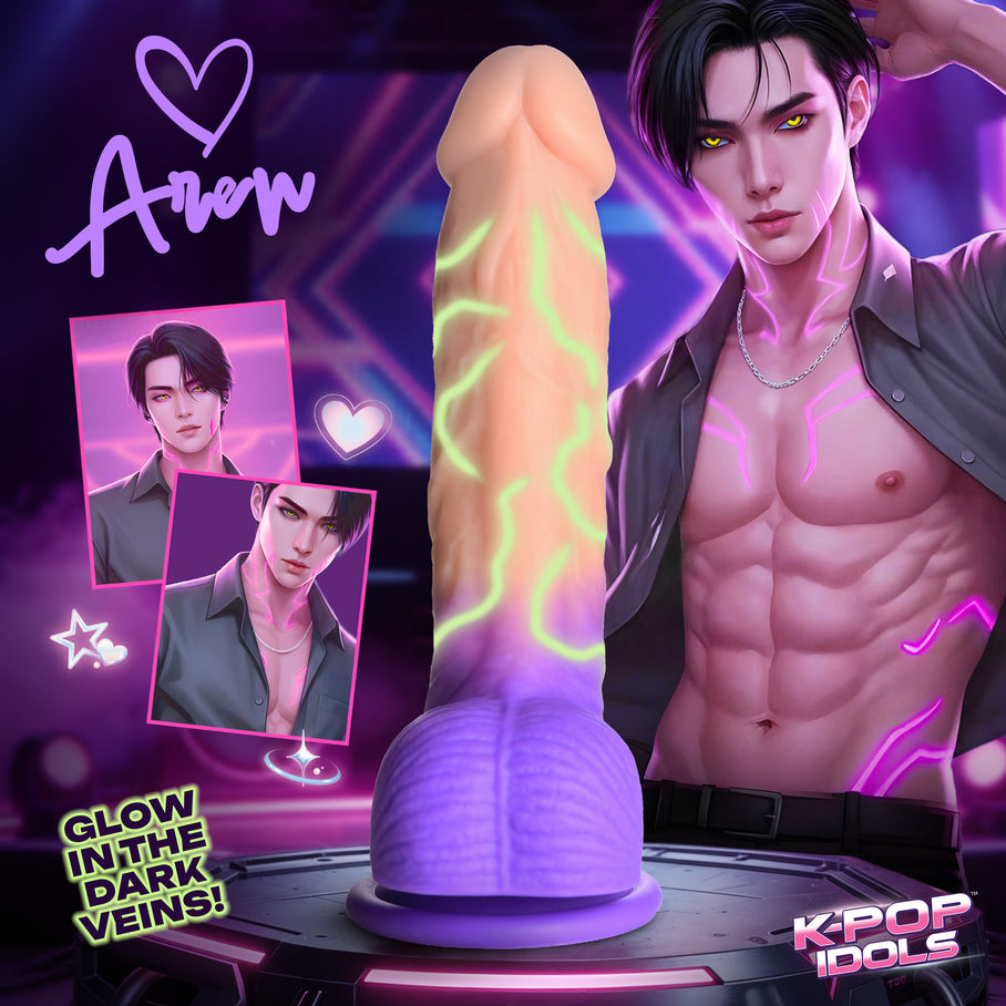 Aren 7.5 inch realistic silicone dildo with glow-in-the-dark features