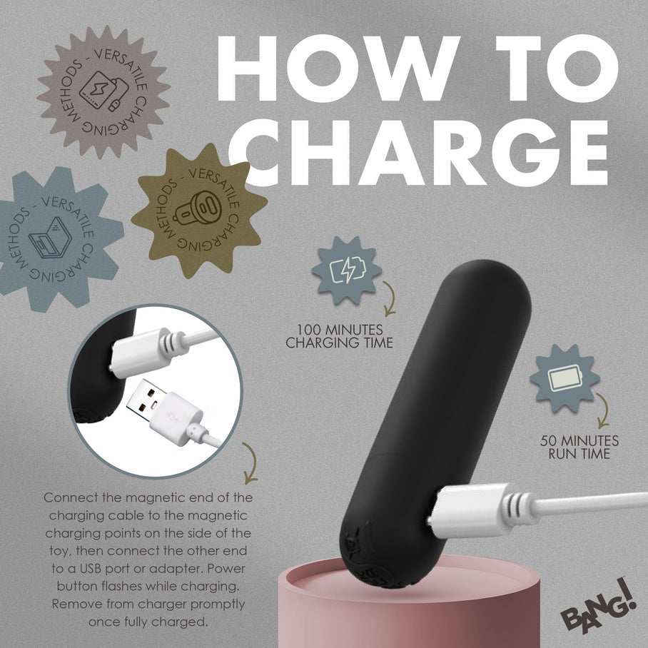 Bang bullet vibrator charging demonstration with cord and bullet
