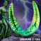 Body-safe double-ended silicone tentacle dildo with textured grinding center