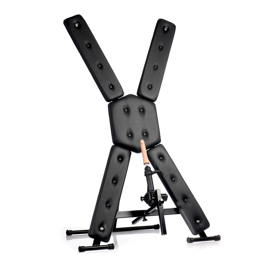 BDSM exploration centerpiece with padded restraints and freestanding design