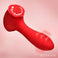 Caress moving bead silicone vibrator with rose petal clit stim