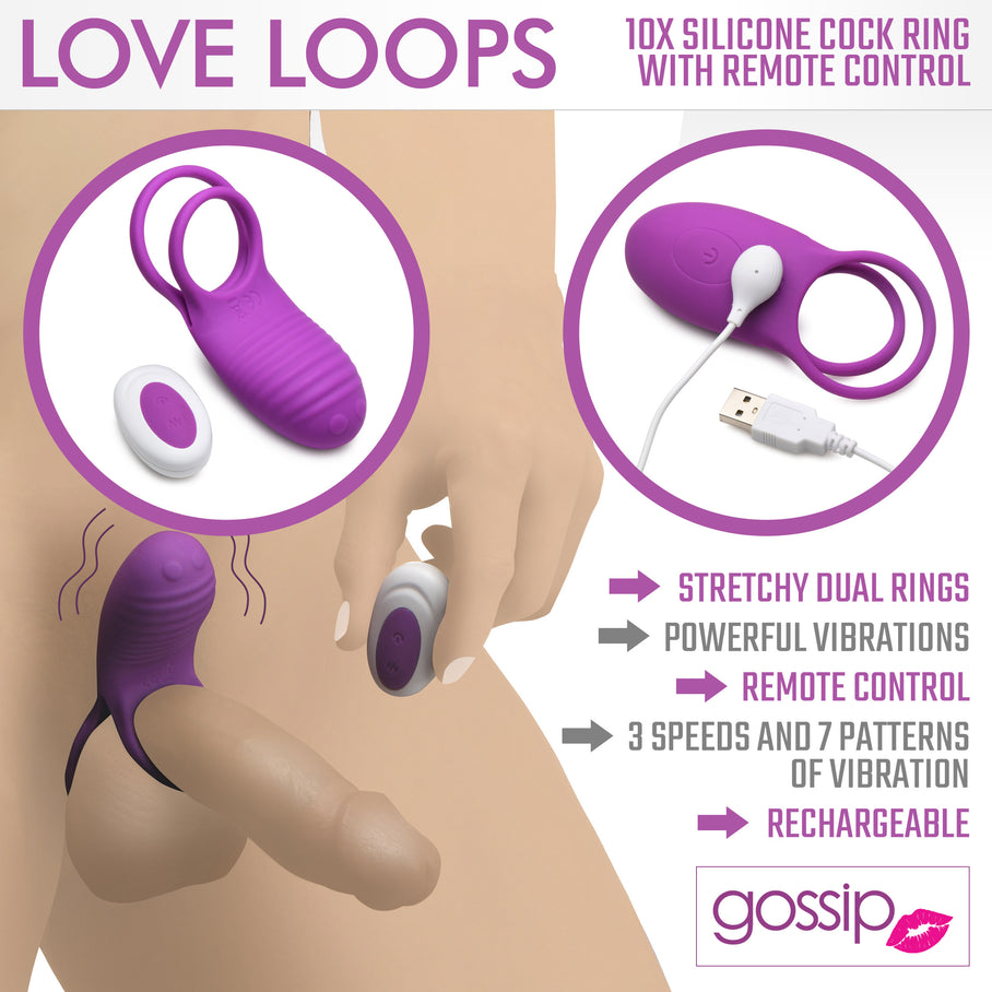 Love Loops 10X Silicone Cock Ring with Remote Control