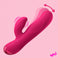 Flexible ribbed silicone rabbit vibrator in soft Rose Pink