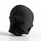 black disguise hood with open mouth design and padded blindfold panels for sensory deprivation play
