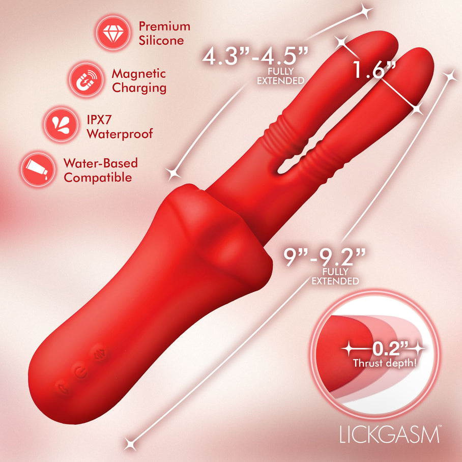 Measurements chart for the Double Licker thrusting vibrator