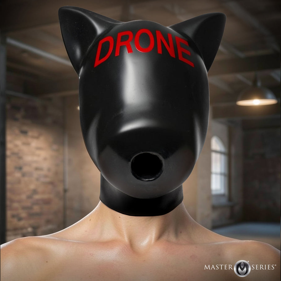 Drone Silicone Sensory Hood in black with pup ears
