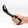 Hand holding the Essential Prostate Vibe showing the curved shaft, targeted prostate tip, and adjustable control dial at the base