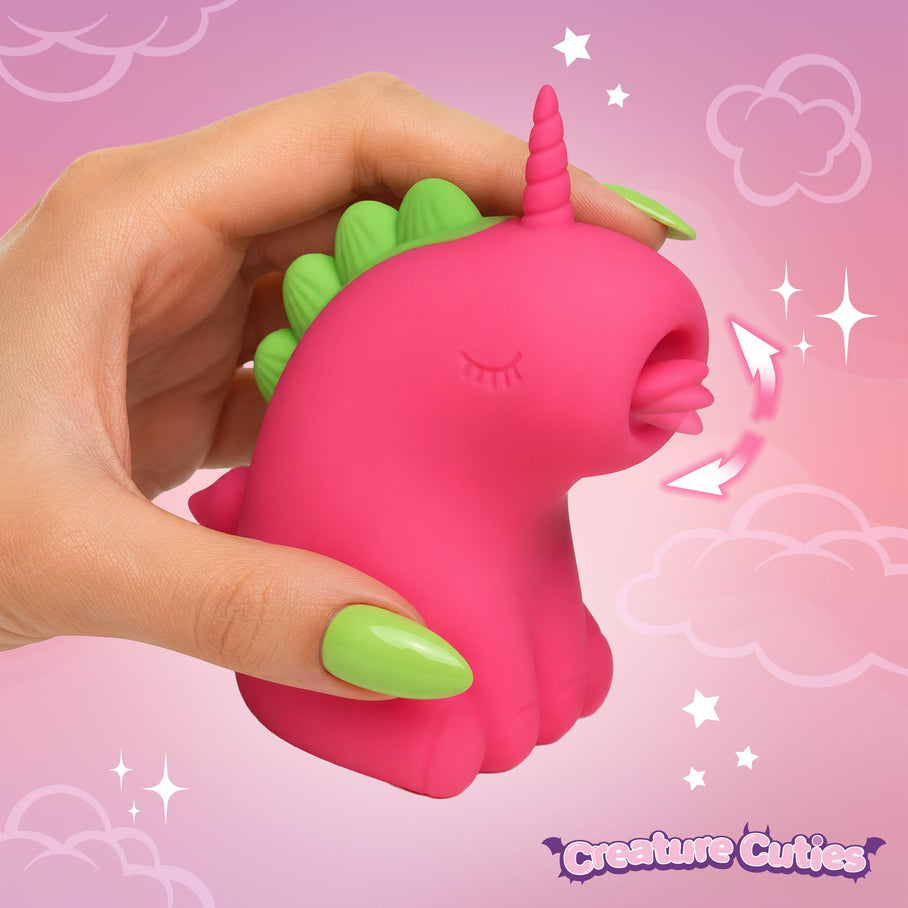 Flickyhorn flicking clitoral stimulator in hi-vis pink