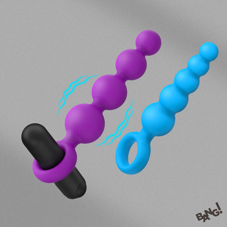 Graduated silicone anal beads set in two sizes with remote