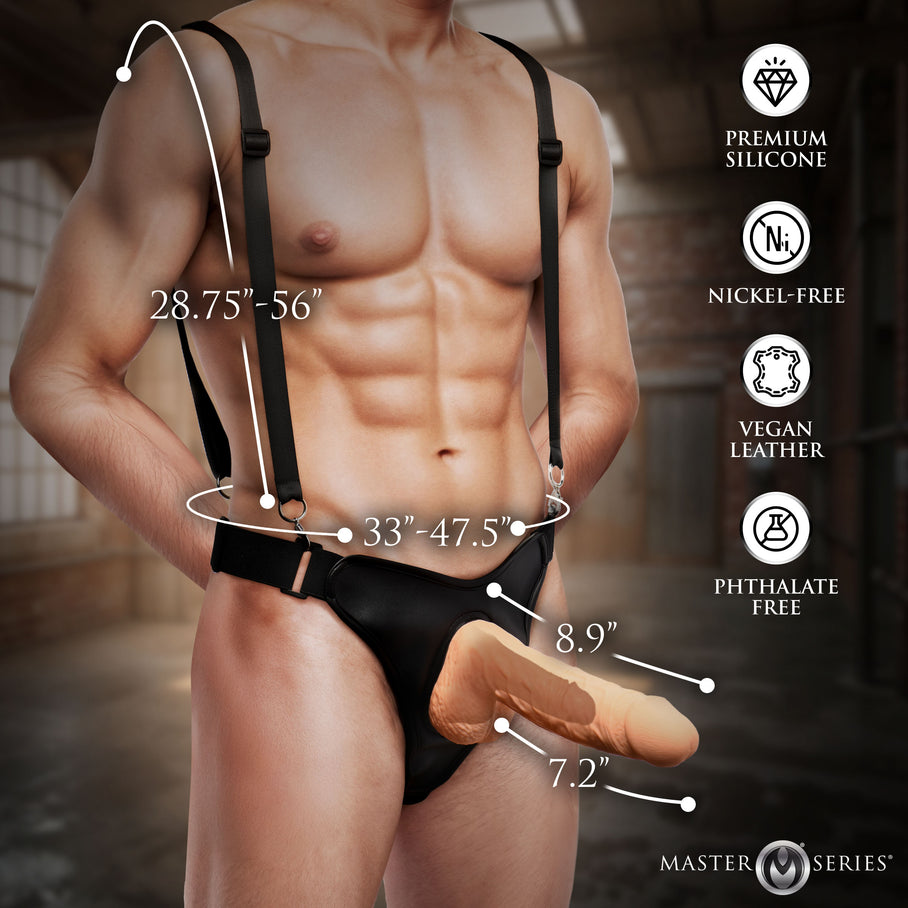 Measurements chart for the Magnum 9 inch hollow dildo and harness
