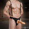 Magnum 9 inch hollow silicone dildo with adjustable harness for couples
