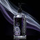 Passion Premium silicone-based lubricant in a clear pump bottle with black and purple label displayed against a dark background with flowing abstract accents