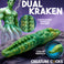 Galaxy green silicone double-ended tentacle dildo with asymmetric lengths