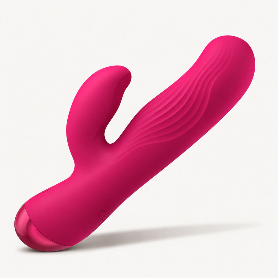 Comfort-flex bendable neck on the ribbed rabbit vibrator