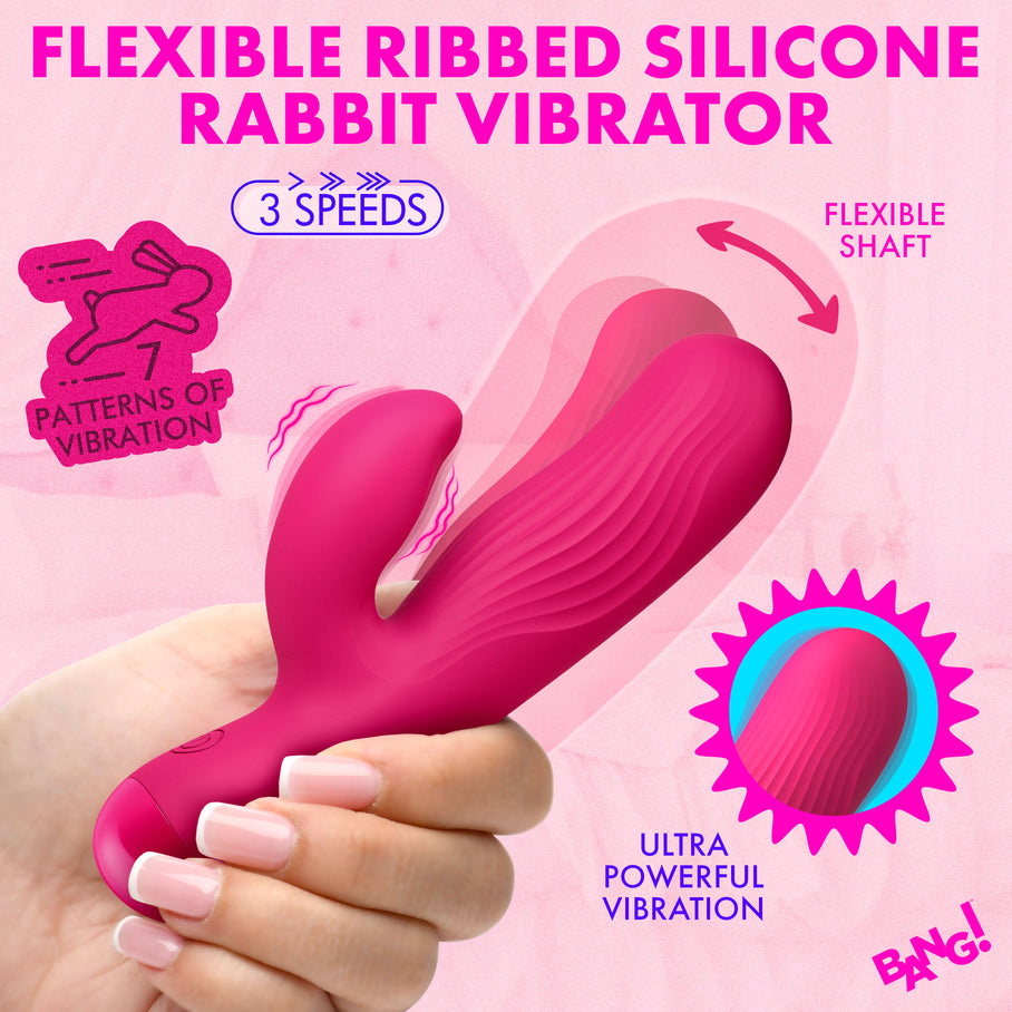 Soft ribbed silicone texture on the flexible rabbit vibrator