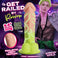 Soft neon-green arc glow on the Reiven silicone dildo