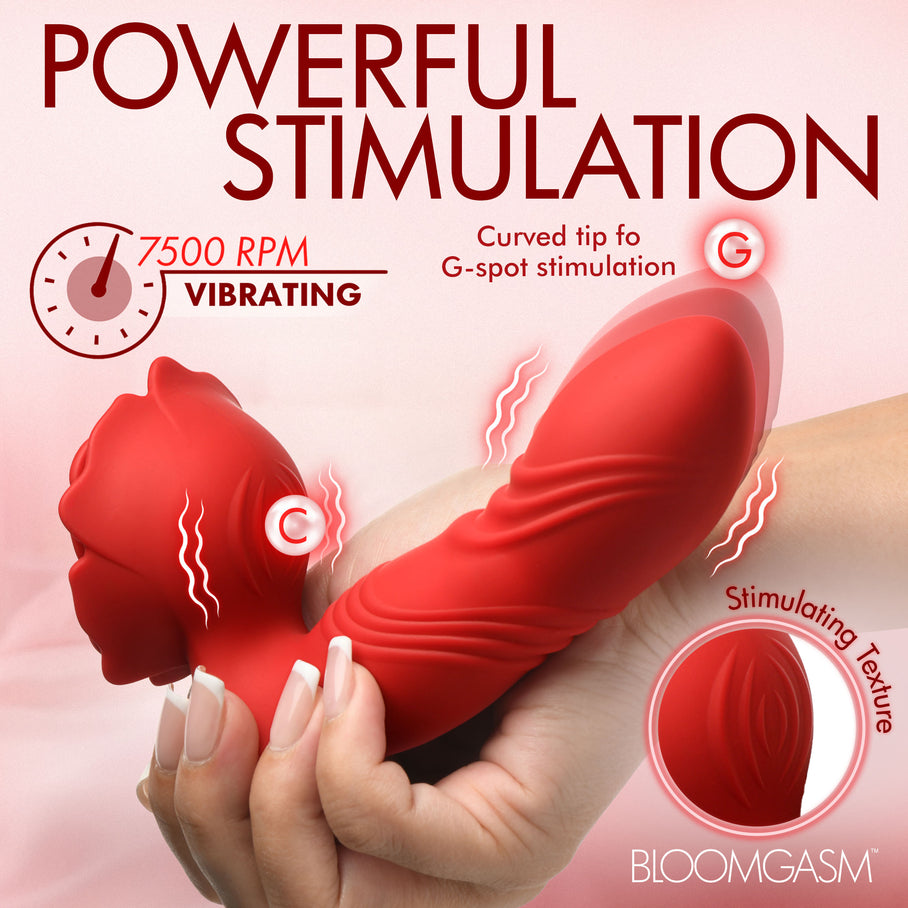 Soft textured clit stimulator on the Rose Thrust vibrator