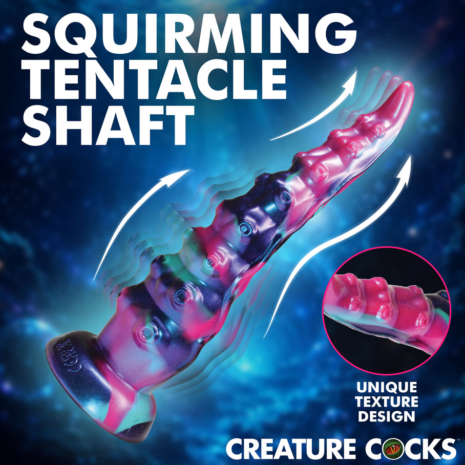Gently tapered tentacle shaft on the Tenta-Squirm silicone dildo