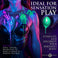 Three-color wax candle trio with neon blacklight glow for sensation exploration