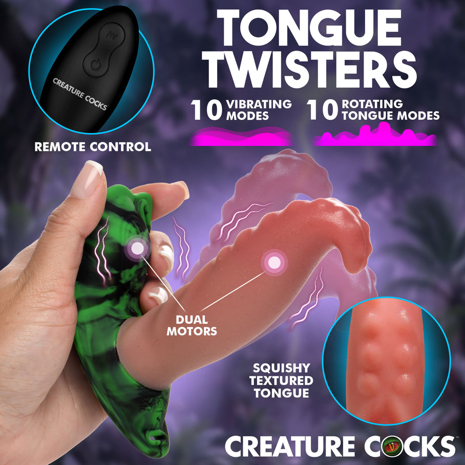 Soft tongue vibrating and rotating gently on the Tongue Twister