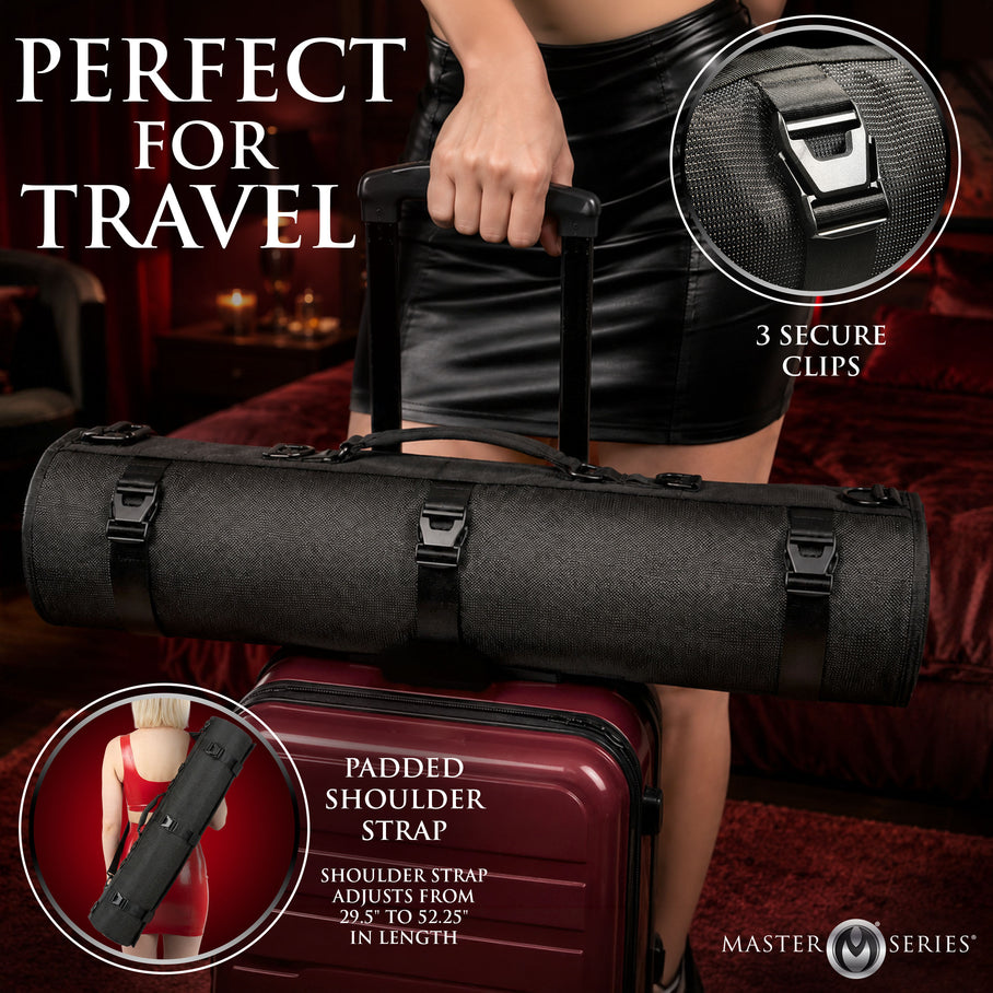 Elastic straps keeping items secure during travel