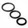 three black silicone cock rings in graduated sizes with smooth stretchy design for comfortable wear
