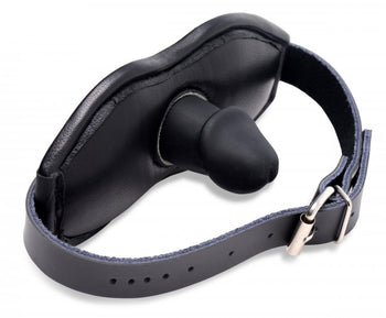 Leather Padded Silicone Penis Mouth Gag Image 1