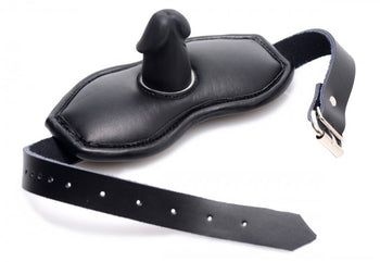 Leather Padded Silicone Penis Mouth Gag Image 3