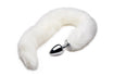 White Extra Long Mink Tail Metal Anal Plug Image 2